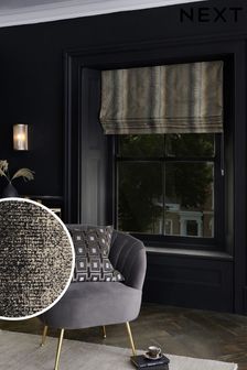 Black/Bronze Gold Ready Made Metallic Stripe Roman Blind