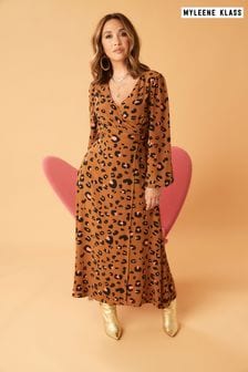 Myleene Klass Animal Print Midi Wrap Dress