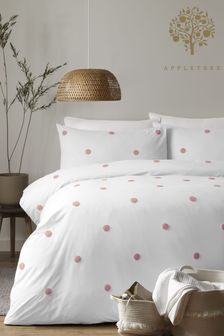 Appletree Pink Dot Garden Tufted Duvet Cover and Pillowcase Set