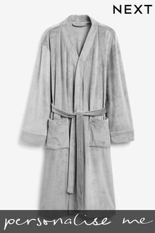 Grey Personalised Supersoft Dressing Gown
