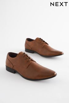 Tan Brown Wide Fit Derby Shoes
