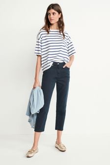 Navy Blue Cropped Slim Jeans