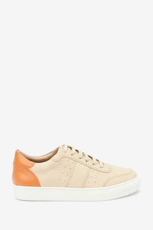 Camel Brown/Orange Forever Comfort® Leather Lace Up Trainers