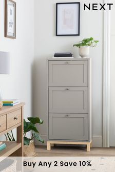 Dove Grey Dove Grey Malvern Oak Effect Shoe Storage Cabinet