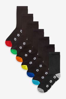 Black Football Cotton Rich Cushioned Socks 7 Pack