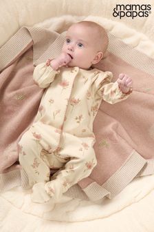 Mamas & Papas Cream Watercolour Floral Print Sleepsuit