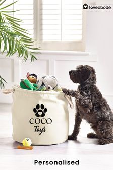 Grey Personalised Dog Toy Storage by Loveabode