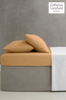 Catherine Lansfield Caramel Percale 180 Thread Count Extra Deep Fitted Bed Sheet