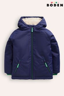 Boden Blue Sherpa Lined Anorak Coat