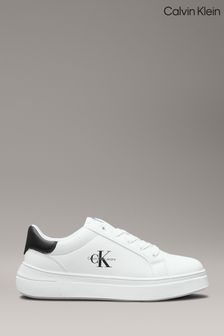 Calvin Klein White Low Cut Lace Up Sneakers