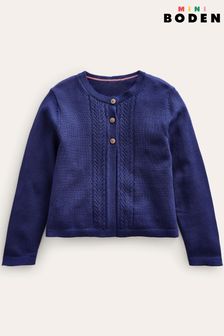 Boden Blue Pointelle Cotton Cardigan