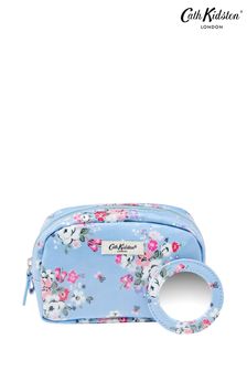 Cath Kidston Blue Clifton Rose Make Up Bag with Mirror