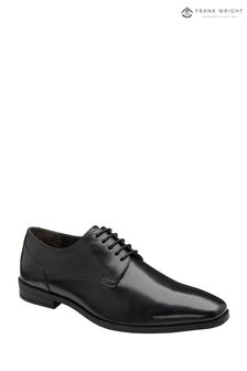 Frank Wright Black Mens Leather Lace-Up Derby Shoes