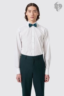 Twisted Tailor White Slim Fit Barron Double Cuff Cotton Shirt