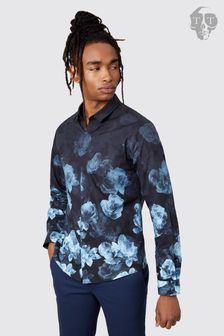 Twisted Tailor Blue Slim Fit Kember Floral Shirt