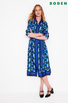 Boden Blue Kate Satin Shirt Dress