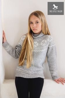 The Little Tailor Kids Snowflake Funnel Neck Chunky Jumper