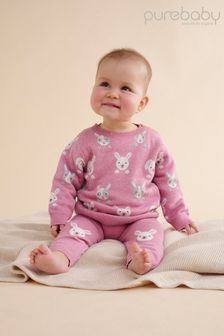 Purebaby Pink Animal Print Cozy Jumper