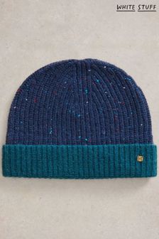 White Stuff Blue Albie Rib Knit Beanie