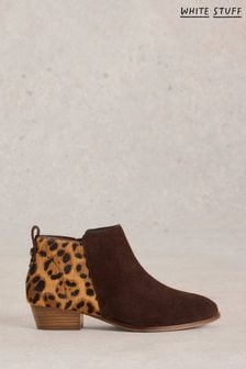 White Stuff Brown Wide Fit Suede Pony Ankle Boots