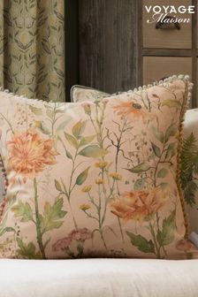 Voyage Maison Apricot Dalamere Floral Pom-Pom Cushion