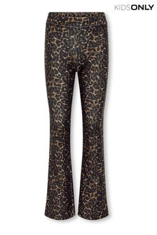 ONLY KIDS Leopard Print Flared Black Trousers