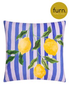 Furn Blue Lemons Abstract Outdoor Cushion