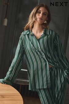 Green Stripe Viscose blend Long Sleeve Shirt