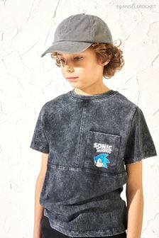 Angel & Rocket Black 100% Cotton Sonic Seam Detail Printed T-Shirt