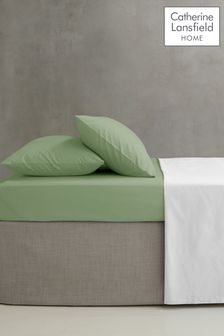 Catherine Lansfield Sage Green Percale 180 Thread Count Extra Deep Fitted Sheet