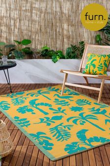 Furn Yellow Teal Marula Tropical Outdoor/Indoor Rug