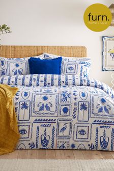 Furn Blue Frieze Abstract Duvet Cover Set