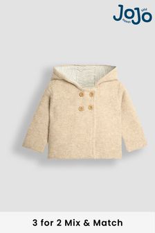 JoJo Maman Bébé Natural Bear Hooded Baby Cardigan