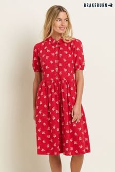 Brakeburn Red 100% Cotton Marnie Shirt Dress