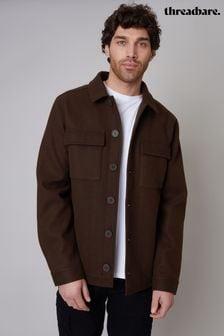 Threadbare Dark Brown Button Down Collared Shacket