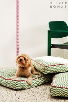 Oliver Bonas Green/White Wavy Pet Medium Bed