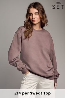 The Set Brown/Beige 2 Pack Oversized Crew Neck Sweatshirts