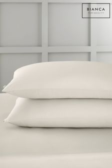 Bianca Oyster 400 Thread Count Cotton Sateen Pair Pillowcases