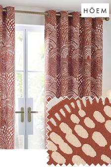 HÖEM Chestnut Nola Abstract Geometric Eyelet 100% Cotton Curtains