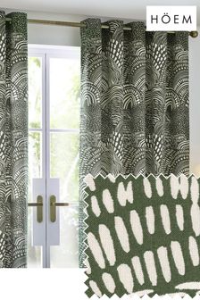 HÖEM Olive Nola Abstract Geometric Eyelet 100% Cotton Curtains