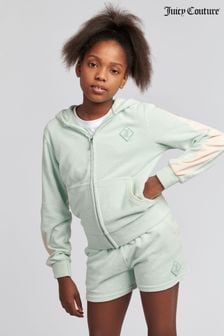 Juicy Couture Green Girls Towelling Zip Through Hoodie