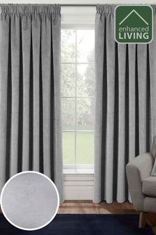 Enhanced Living Grey Thermal Blackout Oxford Readymade Curtains