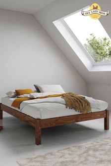 Get Laid Beds Coffee Bean Brown Platform No Headboard Solid Wood Bed