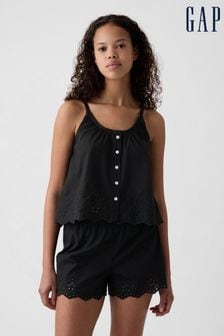 Gap Black Eyelet Poplin Pyjama Vest