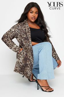 Yours Curve Brown Tile Print Blazer