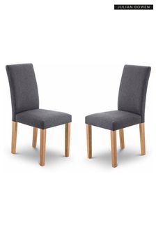 Julian Bowen Slate Grey Oak Hastings Fabric Dining Chairs Set Of 2