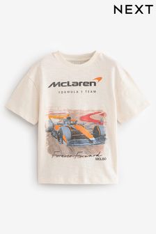 Ecru White McLaren Licensed Short Sleeve 100% Cotton T-Shirt (3-16yrs)