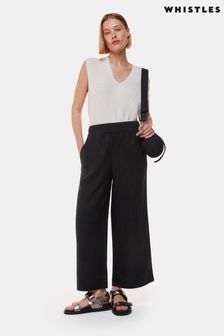 Whistles Black 100% Cotton Linen Pocket Trousers