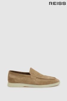 Reiss Light Stone Kason Suede Slip-On Loafers