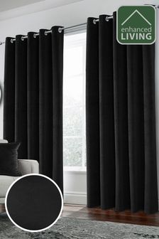 Enhanced Living Black Thermal Blackout Hampton Readymade Curtains